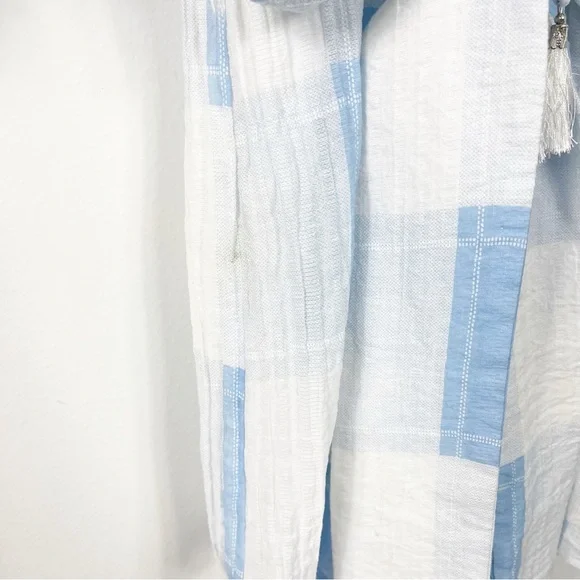 Elliatt Jasmine Plaid Belted Romper Size Medium Blue Checkered - Picture 4 of 6